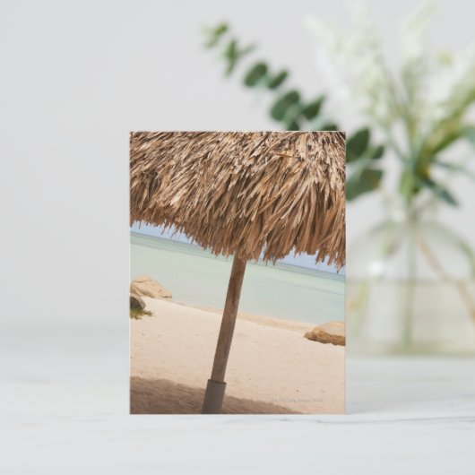 Aruba, palapa op strand briefkaart (Staand voorkant)