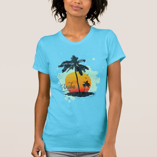 Aruba Palm Tree Silhouette T-Shirt (Voorkant)