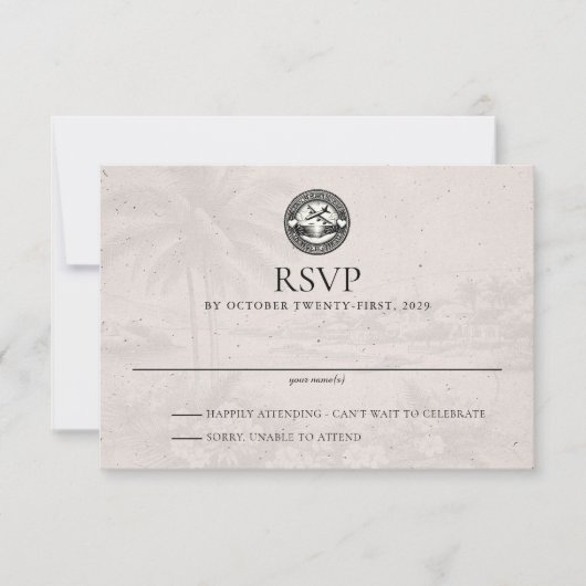 Aruba Passport Wedding RSVP Kaart (Voorkant)