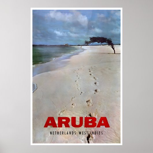 Aruba Reisposter Vintage Strand Kunstprint Poster (Voorkant)