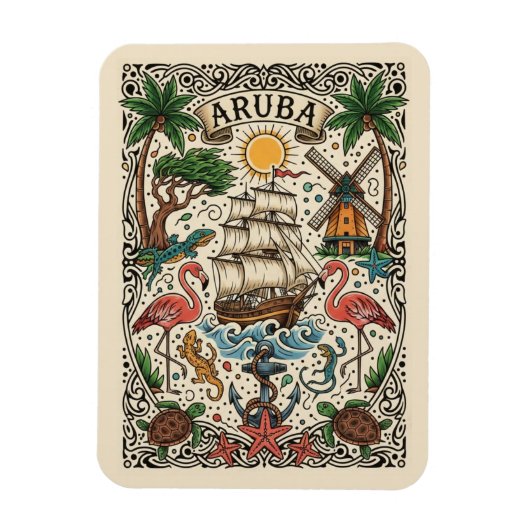Aruba Reizen Magneet (Verticaal)