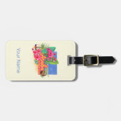 Aruba Retro Caribbean Island met Flamingo  Bagagelabel (Voorkant horizontaal)