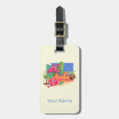 Aruba Retro Caribbean Island met Flamingo  Bagagelabel (Voorkant verticaal)