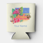 Aruba Retro Caribbean Island met Flamingo Blikjeskoeler (Voorkant)