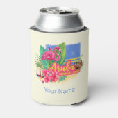 Aruba Retro Caribbean Island met Flamingo Blikjeskoeler (Blikje Achterkant)