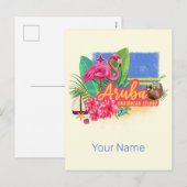 Aruba Retro Caribbean Island met Flamingo  Feestdagenkaart (Voorkant / Achterkant)