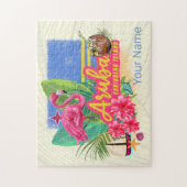 Aruba Retro Caribbean Island met Flamingo  Legpuzzel (Verticaal)