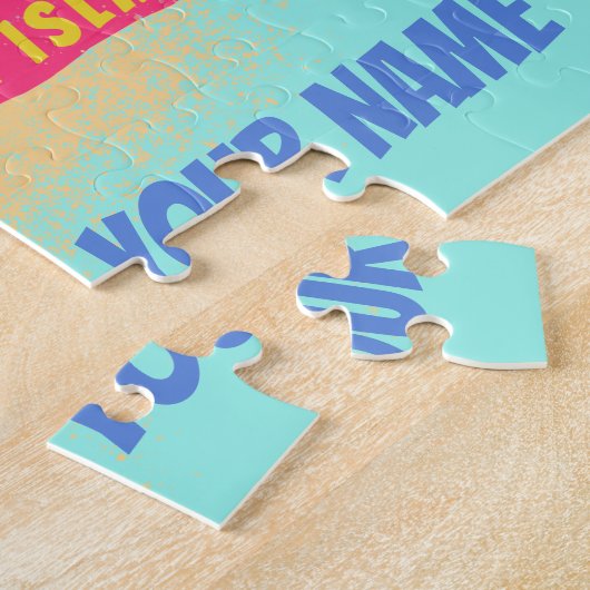 Aruba Retro Caribbean Island met Flamingo  Legpuzzel (Zijkant)