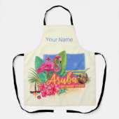 Aruba Retro Caribbean Island met Flamingo  Schort (Voorkant)