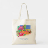 Aruba Retro Caribbean Island met Flamingo  Tote Bag (Achterkant)