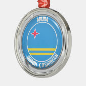 Aruba Round Emblem Metalen Ornament (Links)