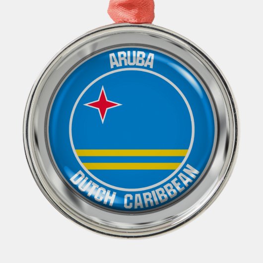 Aruba Round Emblem Metalen Ornament (Voorkant)