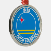 Aruba Round Emblem Metalen Ornament (Rechts)