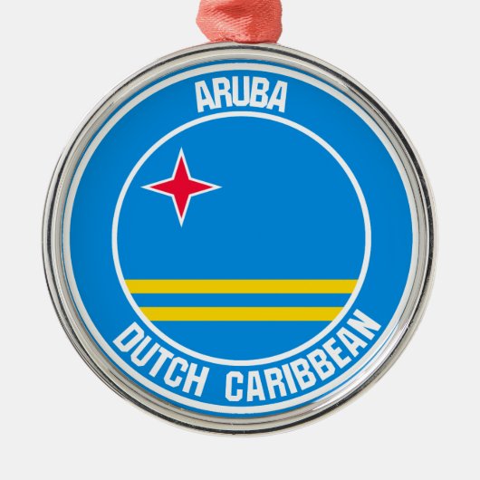 Aruba Round Emblem Metalen Ornament (Voorkant)