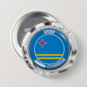 Aruba Round Emblem Ronde Button 7,6 Cm (Voorkant /achterkant)