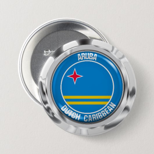 Aruba Round Emblem Ronde Button 7,6 Cm (Voorkant /achterkant)
