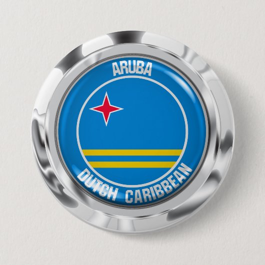 Aruba Round Emblem Ronde Button 7,6 Cm (Voorkant)