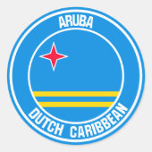 Aruba Round Emblem Ronde Sticker (Voorkant)