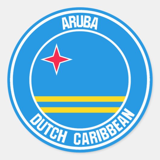Aruba Round Emblem Ronde Sticker (Voorkant)