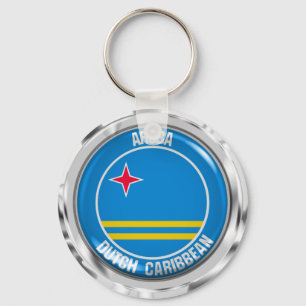 Aruba Round Emblem Sleutelhanger