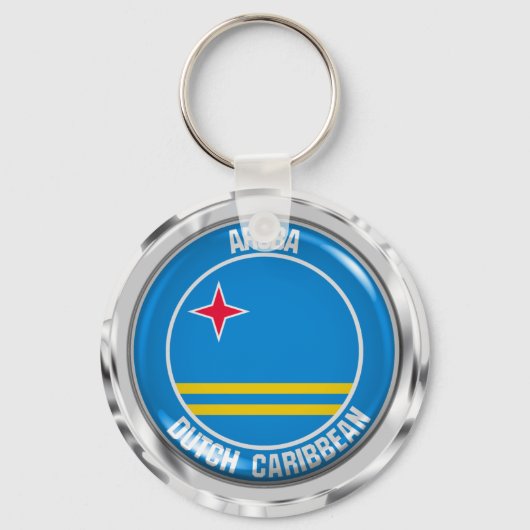 Aruba Round Emblem Sleutelhanger (Voorkant)