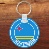 Aruba Round Emblem Sleutelhanger (Voorkant)