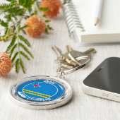Aruba Round Emblem Sleutelhanger (Zijkant)