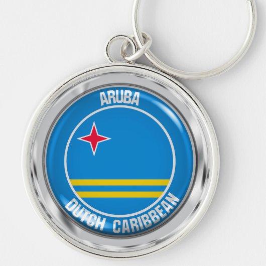 Aruba Round Emblem Sleutelhanger (Voorkant)
