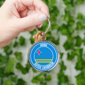 Aruba Round Emblem Sleutelhanger (Hand)