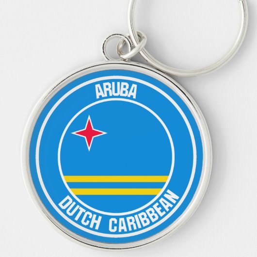 Aruba Round Emblem Sleutelhanger (Voorkant)