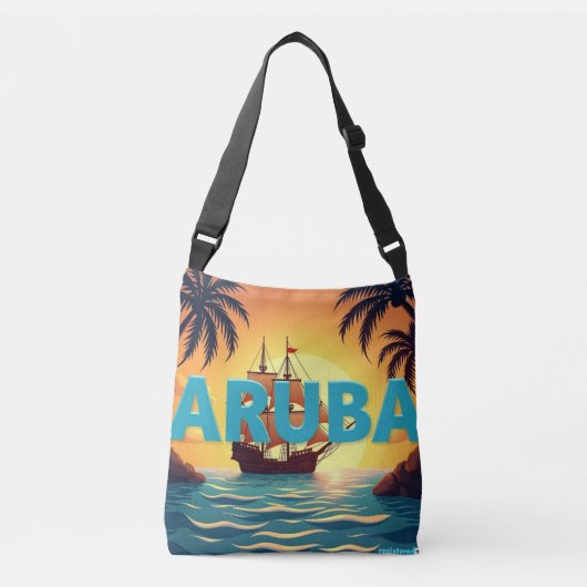 Aruba sailing ship sunset crossbody tas (Voorkant)