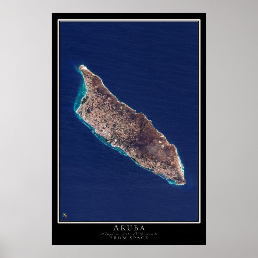 Aruba Satellite Poster Map (Voorkant)