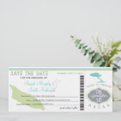 ARUBA Save the Date Boarding Pass (Staand voorkant)