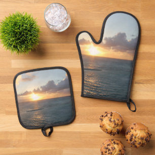 Aruba Schilderachtig zonsondergang over het Caribi Ovenwant & Pannenlap Set