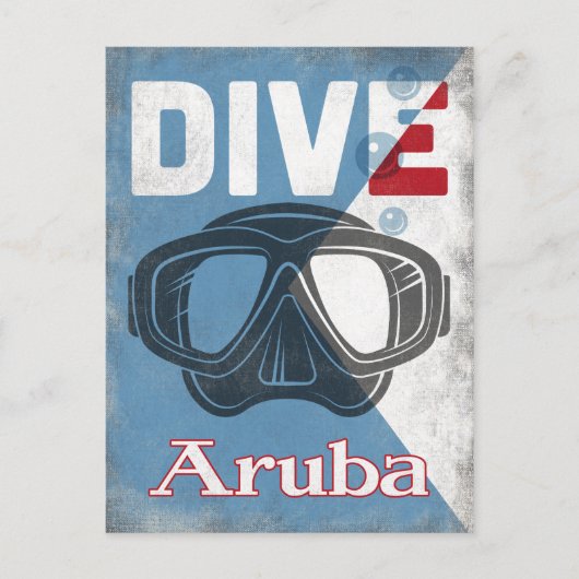 Aruba scuba duikmasker briefkaart (Voorkant)