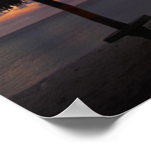 Aruba, silhouet van palmbomen en palapa poster (Hoek)