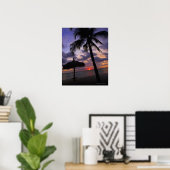 Aruba, silhouette of palm tree and palapa poster (Thuiskantoor)