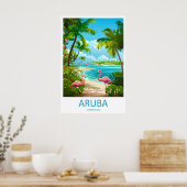 Aruba Ski Nationaal Vintage Reispark Poster (Keuken)