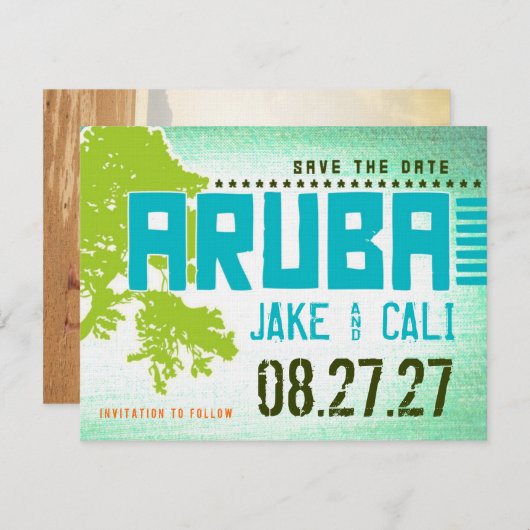 ARUBA Sla de datum op Save The Date (Voorkant / Achterkant)