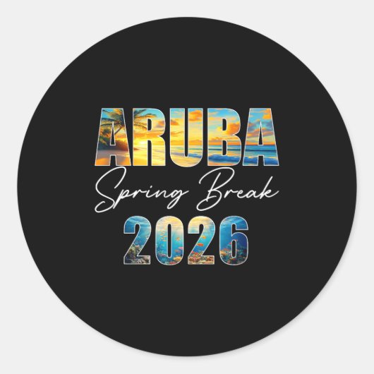 Aruba Spring Break 2026 Summer Vacation Beach  Ronde Sticker (Voorkant)
