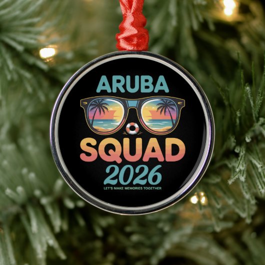 Aruba Squad 2026 Retro Metalen Ornament (Boom)
