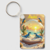 Aruba strand globe zonsondergang sleutelhanger (Voorkant)