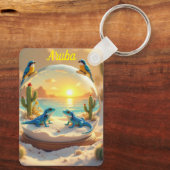 Aruba strand globe zonsondergang sleutelhanger (Achterkant)