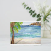 Aruba-strand met palmboom briefkaart (Staand voorkant)