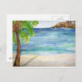 Aruba-strand met palmboom briefkaart (Voorkant / Achterkant)