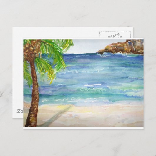 Aruba-strand met palmboom briefkaart (Voorkant / Achterkant)