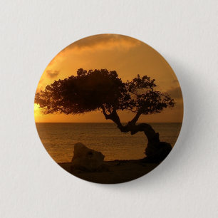 Aruba Sunset Divi Divi Tree Ronde Button 5,7 Cm