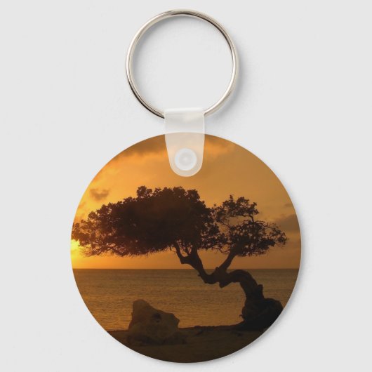 Aruba Sunset Divi Divi Tree Sleutelhanger (Voorkant)