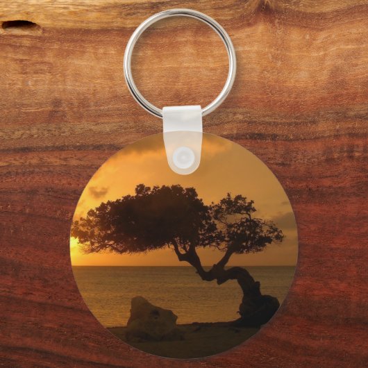 Aruba Sunset Divi Divi Tree Sleutelhanger (Voorkant)