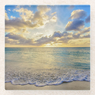 Aruba Sunset over Verplaatsend Zee Glazen Onderzetter